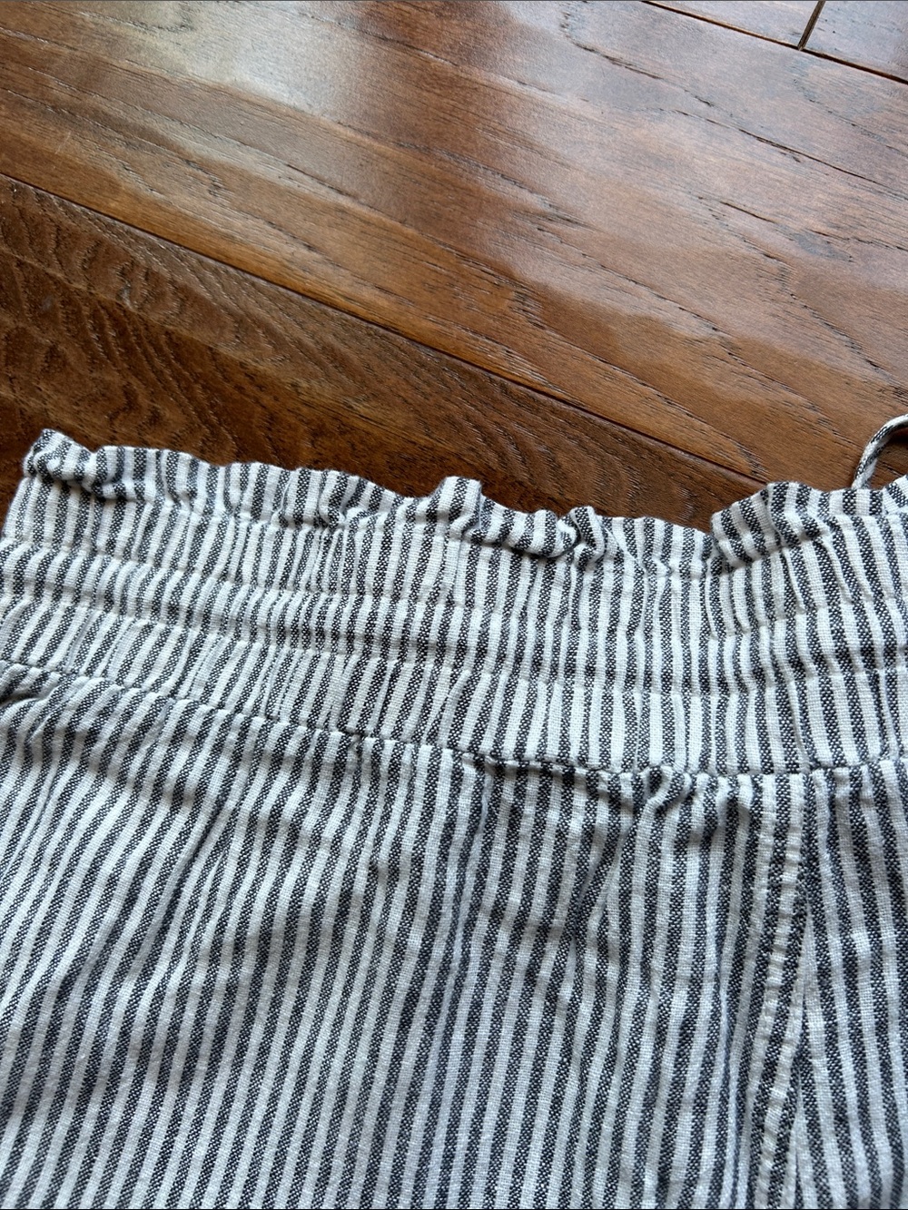 a new day Blue and White Striped Pull-On Cropped Pants 55% linen,45% rayon SZ XL - Picture 6 of 7